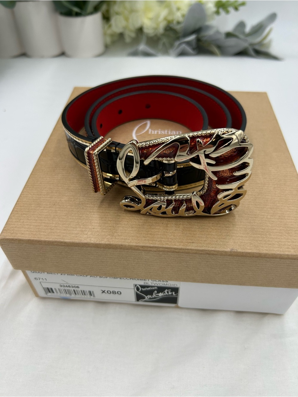 Women's Christian Louboutin GIDDY logo buckle belt size 80 cm/30 inches - Picture 9 of 9